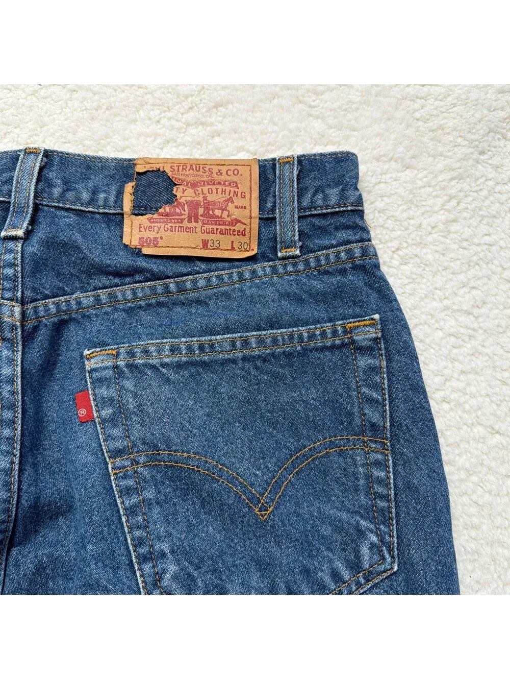 Vintage Levis 505 Jeans Mens W33 L30 Regular Fit Medium Wash 100% Cotton 1998